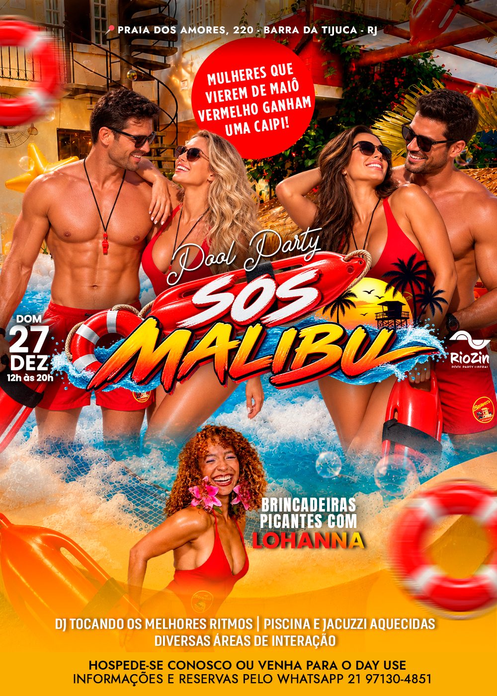 Flyer de Pool Party SOS Malibu