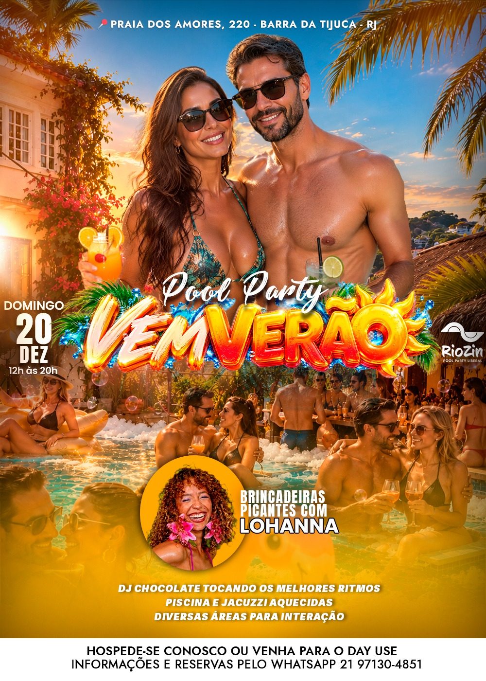 Flyer de Pool Party Vem Verão