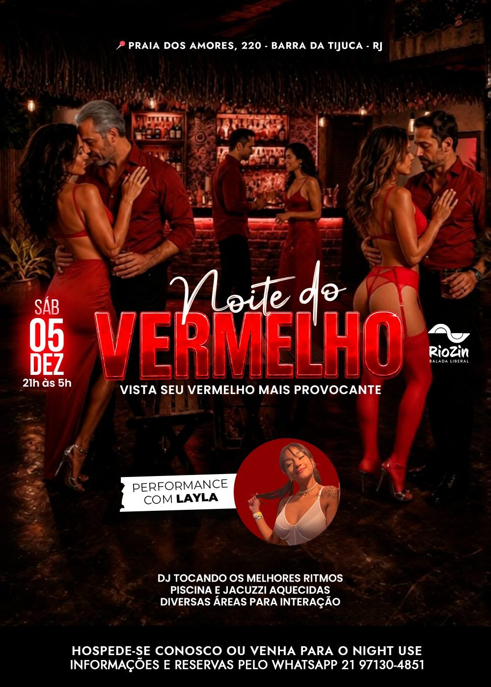 Flyer de Noite do Vermelho