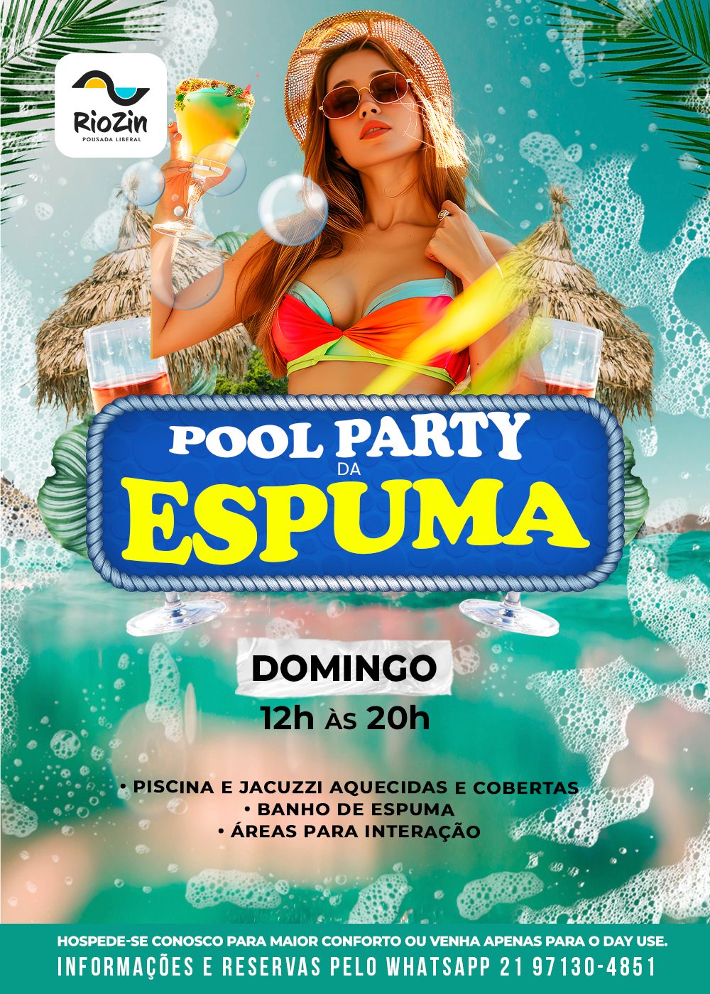 Flyer de Pool Party da Espuma