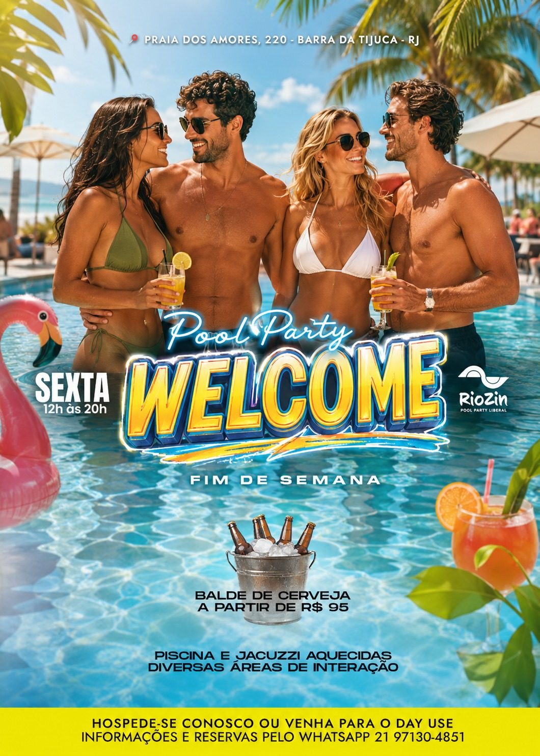 Flyer de Pool Party - Welcome Fim de Semana